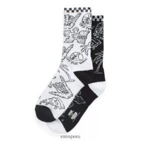 Vans Perú NBDZ461048 blanco y negro | Vans x calcetines miss match de cosas más extrañas (1 par)