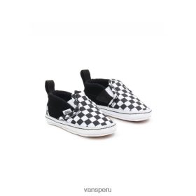 Vans Perú NBDZ461082 negro | Vans zapatos de cuna sin cordones en v para bebés (0-1 año)
