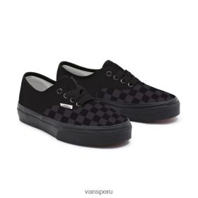 Vans Perú NBDZ461220 único | Vans Kids Customs Total Black Checkerboard Authentic (4-8 años)