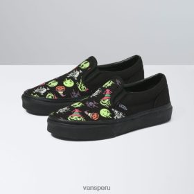 Vans Perú NBDZ462548 negro | Vans niños trippy goteo brillo clásico slip-on