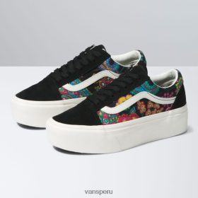Vans Perú NBDZ462554 flor de paisley negro | Vans forma de pila de la vieja escuela