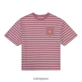 Vans Perú NBDZ463748 rayas lilas | Vans camiseta de manga corta con bolsillo y rayas retro