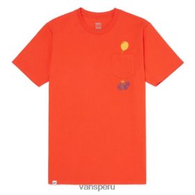 Vans Perú NBDZ463838 naranja picante | Vans camiseta con emblema de globo