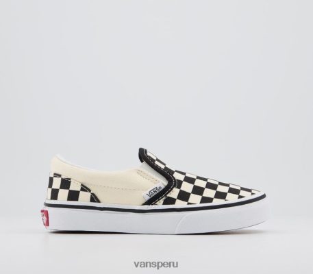 Vans Perú NBDZ464236 tablero de ajedrez negro crema | Vans zapatillas clásicas sin cordones para niños