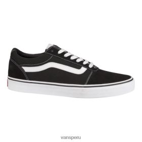 Vans Perú NBDZ464288 blanco y negro | Vans zapatos de skate ward para hombre zapatillas bajas lona de gamuza