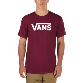 Vans Perú NBDZ464296 burdeos-blanco | Vans Camiseta clásica para hombre, manga corta, cuello redondo, gráfico de algodón.