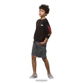Vans Perú NBDZ464306 asfalto | Vans gama niño pantalones cortos lavado sal cintura elástica niños bolsillos