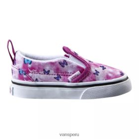 Vans Perú NBDZ464400 rojo fucsia-blanco verdadero | Vans zapatos de skate sin cordones para niñas pequeñas