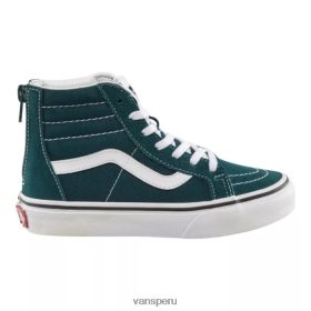Vans Perú NBDZ464484 teoría del color verde azulado intenso | Vans zapatos de skate con cremallera sk8-hi para preescolar para niños