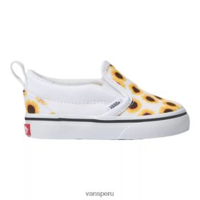 Vans Perú NBDZ464546 amarillo girasol-blanco puro | Vans zapatillas de skate v para niños pequeños zapatillas de deporte con velcro para niñas