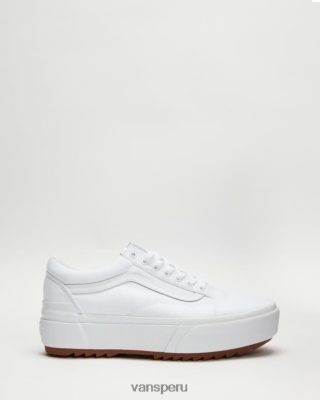 Vans Perú NBDZ464816 blanco verdadero | Vans old skool apilado (lienzo) - unisex