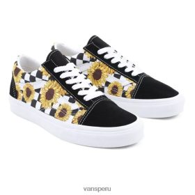 Vans Perú NBDZ4654 negro | Vans zapatos old skool con bordado de girasoles