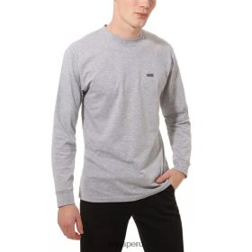 Vans Perú NBDZ46842 gris | Vans camiseta de manga larga con golpe en el pecho izquierdo