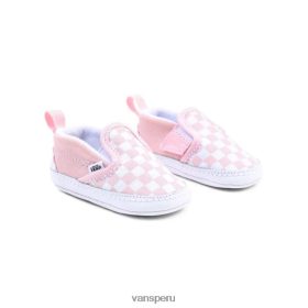 Vans Peru NBDZ461077 rosa | Vans zapatos de cuna con forma de v sin cordones para bebé (0-1 año)
