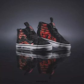 Vans Peru NBDZ461135 negro-rojo | Vans zapatos con cremallera sk8-hi para niños pequeños x Stranger Things (1-4 años)