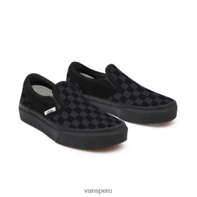Vans Peru NBDZ461219 único | Vans Slip-on kids customs total black checkerboard (4-8 años)