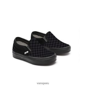 Vans Peru NBDZ461225 único | Vans Zapatos sin cordones customs total black checkerboard de niño pequeño (1-4 años)