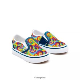 Vans Peru NBDZ461239 único | Vans Zapatos sin cordones Customs Rainbow Tie Dye para niños pequeños (1-4 años)