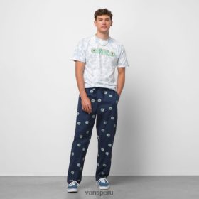 Vans Peru NBDZ461451 vestido azul-blanco | Vans pantalón holgado con cintura elástica y cónica