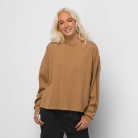 Vans Peru NBDZ461527 coco tostado | Vans Camiseta térmica tipo boxy de manga larga tipo gofre