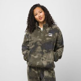 Vans Peru NBDZ461533 hoja de uva | Vans Jersey polar con tapeta a presión de 1/4 con cuello simulado por ahí