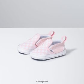 Vans Peru NBDZ461805 blanco | Vans cuna infantil en forma de v sin cordones con diseño de tablero de ajedrez
