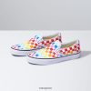 Vans Peru NBDZ461815 blanco verdadero arcoiris | Vans zapatillas sin cordones para niños con diseño de tablero de ajedrez