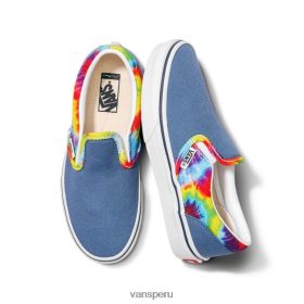 Vans Peru NBDZ462053 único | Vans zapatos anchos sin cordones con efecto tie-dye arcoíris en azul marino customs