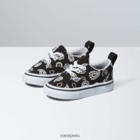 Vans Peru NBDZ462201 cuadros paisley negro | Vans encaje elástico de la era del niño
