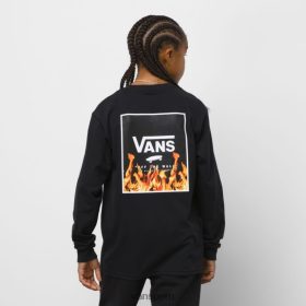 Vans Peru NBDZ462253 negro-negro-blanco | Vans camiseta de manga larga con estampado de caja trasera para niños