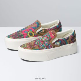 Vans Peru NBDZ462559 flor paisley marrón tabaco | Vans forma de pila clásica sin cordones