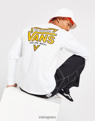 Vans Peru NBDZ462819 blanco | Vans camiseta de manga larga con tres logos