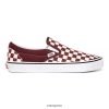 Vans Peru NBDZ46319 rojo | Vans zapatos clásicos sin cordones con diseño de cuadros