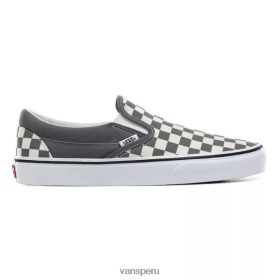 Vans Peru NBDZ46321 gris | Vans zapatos clásicos sin cordones con diseño de cuadros