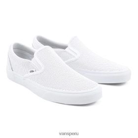 Vans Peru NBDZ46333 blanco | Vans zapatos clásicos sin cordones de cuero perforado