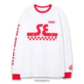Vans Peru NBDZ463381 blanco-rojo de alto riesgo | Vans playeras manga larga de x se bikes