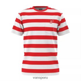 Vans Peru NBDZ463423 blanco rojo de carreras | Vans camiseta con bolsillo a rayas de x Wheres Waldo