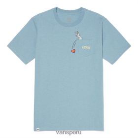 Vans Peru NBDZ463747 ashley azul | Vans camiseta de manga corta con bolsillo liso y ranura retro