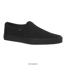 Vans Peru NBDZ464293 negro-negro | Vans Zapatos de skate Asher para hombre, zapatillas de deporte informales de lona sin cordones