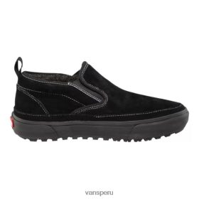 Vans Peru NBDZ464349 negro-gamuza-negra | Vans Botas antideslizantes mte-1 para hombre, caña media para senderismo, gamuza de invierno, impermeables