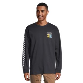Vans Peru NBDZ464493 negro | Vans camiseta apilada off the wall para hombre, manga larga, cuello redondo, gráfico de algodón