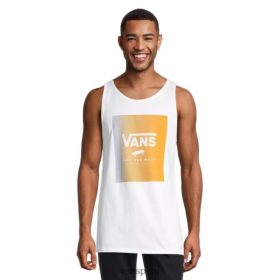 Vans Peru NBDZ464595 balada blanca azul | Vans Camiseta sin mangas de algodón con estampado de caja para hombre